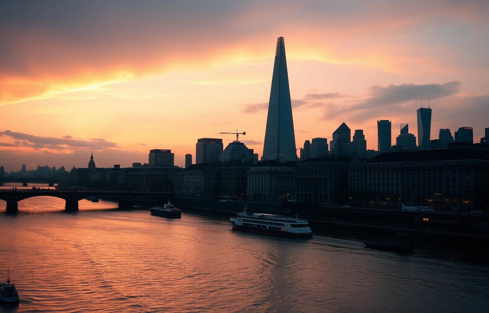 London skyline at golden hour